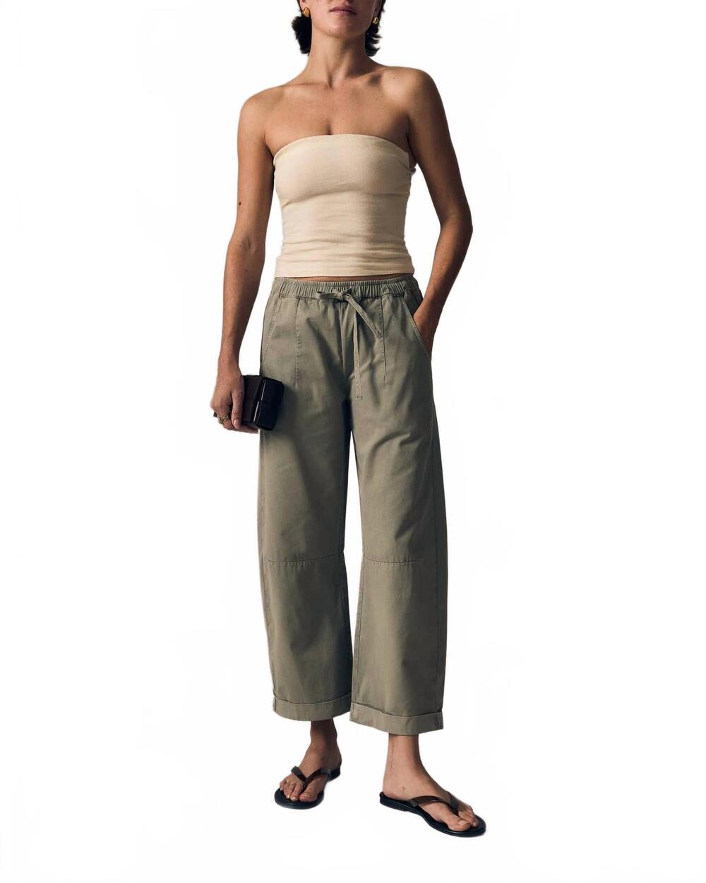 NEW LE JEAN mara sateen drawstring pants in soft sage